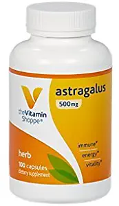 Astragalus (Root) 500mg Herbal Supplement to Support The Immune System Body's Natural Defenses Helps Build Stamina, Energy Vitality (100 Capsules) by The Vitamin Shoppe