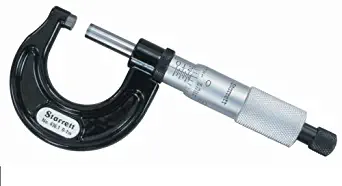 Starrett T436.1XFL-1 Outside Micrometer, Friction Thimble, Lock Nut, Carbide Faces, 0-1" Range, 0.0001" Graduation, +/-0.00005" Accuracy