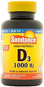 Sundance Vitamin D3 1000 IU Tablets, 300 Count