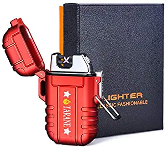 Plasma Lighters, Waterproof Windproof Flameless Lighters Dual Arc USB Electric Lighters Rechargeable for Outdoor/Camping/BBQ/Hiking (Red New)