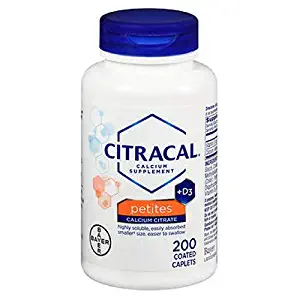 Citracal Calcium Citrate + D3 Petites Tablets - 200 ct, Pack of 6