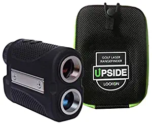 Upside Golf New & Improved - LOCKON RangeFinder with Built-in Magnetic Golf Cart Mount, 6X Laser RangeFinder up to 1000+ Yards, Accurate to 1 Yard, Water Resistant - Silicon Protective Sleeve Included