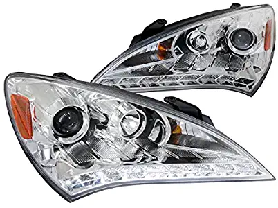 Spec-D Tuning for Hyundai Genesis Coupe R8 LED Chrome Projector Headlights Head Lamps