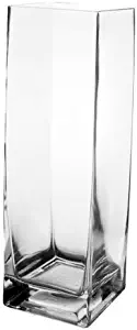 CYS EXCEL Glass Tall Square Vase, Block Flower Vase, Squared Floating Candle Holder, Centerpiece Rectangular Vase, Pack of 1