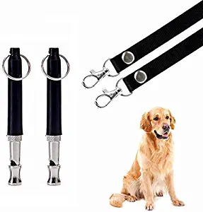 Mumu Sugar Dog Whistle to Stop Barking, Adjustable Pitch Ultrasonic Training Tool Silent Bark Control for Dogs- Pack of 2 PCS Whistles with 2 Free Lanyard Strap
