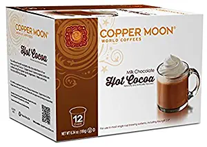 Copper Moon Cocoa Single Serve Pods for Keurig 2.0 K-Cup Brewers, Hot Cocoa, Rich Milk Chocolate Specialty Drink A Great Holiday or Wintery Treat. 12 Count