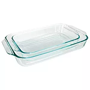 Pyrex Basics Clear Glass Baking Dishes - 2 Piece Value-Plus Pack - 1 Each: 3 Quart Oblong, 2 Quart Square