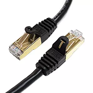Tera Grand - Premium CAT7 Double Shielded 10 Gigabit 600MHz Ethernet Patch Cable for Modem Router LAN Network - Built with Gold Plated & Shielded RJ45 Connectors, 3 Feet Black