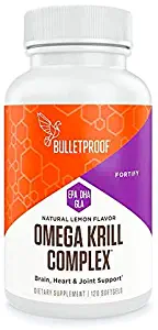 Bulletproof Omega Krill Complex, 1560mg Omega 3 with EPA, DHA, GLA and Astaxanthin Supports Heart and Brain Health, Lemon Flavored, 120 Softgels