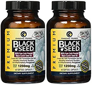 Amazing Herbs Premium Black Seed Oil 1250mg 60sfg (120 count)