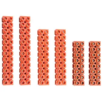 XLX 6Pcs 600V 36A 8 Position 10 Position 12 Position Double Row Screw Terminal Block Environmental Friendly Flame Retardant Nylon Terminal Barrier Block Connector for All Wide Use(Red)