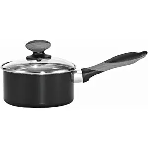 Mirro A79721 Get A Grip Aluminum Nonstick Sauce Pan with Glass Lid Cover Cookware, 1-Quart, Black