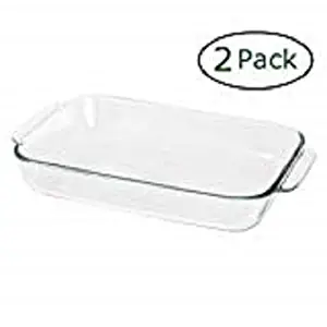 Pyrex Basics 2 Quart Glass Oblong Baking Dish, Clear 7 x 11 inch (Pack of 2)