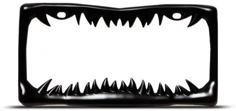 Shark Tooth License Plate Frame (Black Painted Metal)