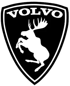 myswedishparts Volvo Prancing Moose Sticker Black Background White Moose 3 inch