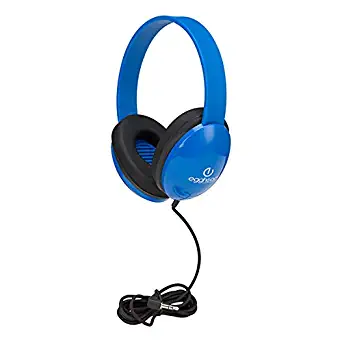 Egghead Heavy-Duty Kids' Headphones w/Tangle-Free Fabric Cord (Pack of 10) Blue