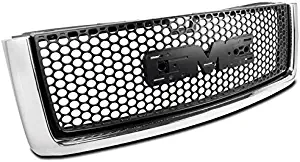 ZMAUTOPARTS For GMC Sierra Denali Round Mesh ABS Upper Hood Grille Grill Black/Chrome