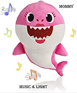 EXPRESS TRADE Baby Singing Shark Plush Toy Musical Sound Soft Cartoon Doll Full Song for Kids Childrens Gift (Pink)