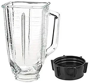 5-cup Square Top Glass Jar and Base Cap Set Fits Oster Blender