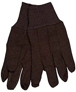 (12 Pair) Memphis 7100P Brown Jersey Work Gloves All Cotton, Size Large