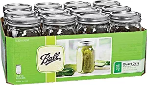 Ball Mason 32 oz Wide Mouth Jars with Lids and Bands, Set of 12 Jars.