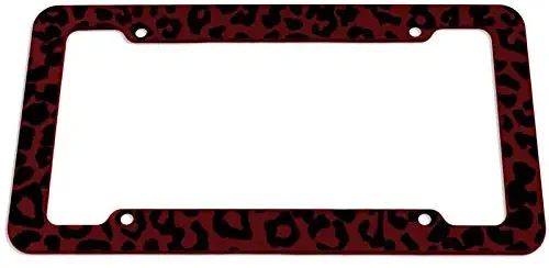 Motorup America Auto License Plate Frame Cover - Fits Select Vehicles Car Truck Van SUV - Wild Red Leopard Print