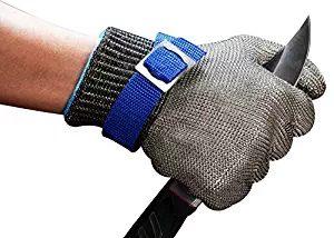 Schwer Cut Resistant Gloves-Stainless Steel Wire Metal Mesh Butcher Safety Work Gloves for Meat Cutting, fishing(Medium)