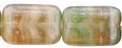 Czech Polished Rectangle Table Cut Beads 12/8mm HurriCane Glass - Luster Caramal Apple (10)