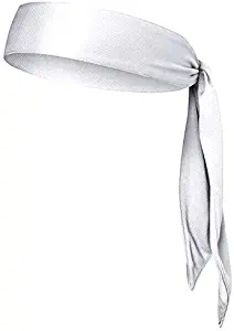 V-SPORTS Dri-Fit Head Ties Tennis Headbands Sweatbands Performance Elastic and Moisture Wicking, White, 1 Piece, One Size, 40.16”L/2.37