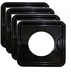 KHY (4) 8" x 8" HEAVY DUTY BLACK STEEL SQUARE REUSABLE DRIP PAN GAS BURNER BIB LINER COVERS