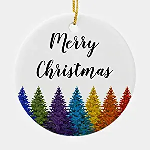 rfy9u7 3 Inch Christmas Ornament, Lesbian Gay Pride Rainbow Flag Ornament Hanging Christmas Tree Decorations