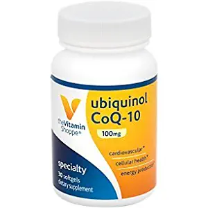 The Vitamin Shoppe Ubiquinol CoQ10 100mg Beneficial for Those Taking Statins – Supports Heart Cellular Health and Healthy Energy Production, Essential Antioxidant – Once Daily (30 Softgels)