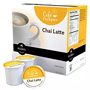Cafe Escapes Tea K-Cups Chai Latte Black 16 Count