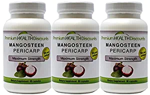 Mangosteen 3 Pack, 1500mg per Serving of Mangosteen Pericarp, 90 Capsules per Bottle by Premium Health Discounts