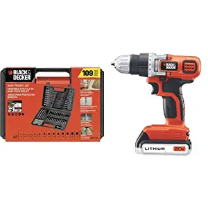 Black & Decker BDA91109 Combination Accessory Set, 109-Piece with LDX120C 20-Volt MAX Lithium-Ion Cordless Drill/Driver