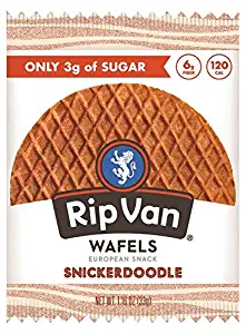 Rip Van Wafels Snickerdoodle Stroopwafels - Healthy Snacks - Non GMO Snack - Keto Friendly - Office Snacks - Low Sugar (3g) - Low Calorie Snack - 12 Pack