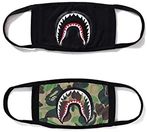 Xshelley 2-pack Shark Face Mask,cotton mask funny Anti-dust Face mask,Ski Cycling Camping Half Face Mouth Masks for Boys and Girls