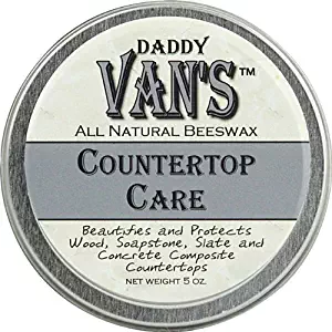 Daddy Van's® All Natural Beeswax Countertop Care for Soapstone, Slate, Concrete Composite and Butcher Block Counter Tops - Food Safe, Chemical-Free and Non-Toxic - A Little Goes a Long Way with this 5 Ounce Tin