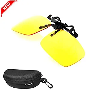 iLumen8 Best Shooting Glasses Night Vision Driving Yellow UV Safety Eye Protection Clip-On Fit-Over Prescription Glasses Riding Cycling