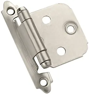 Variable Overlay Self-Closing, Face Mount Satin Nickel Hinge - 2 Pack