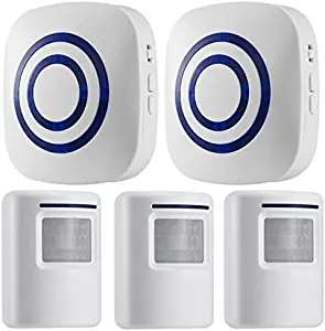 Motion Sensor Alarm, Wireless Security Driveway Alarm, Home Motion Sensor Detect Alert with 3 Sensor and 2 Receiver,38 Chime Tunes - LED Indicators