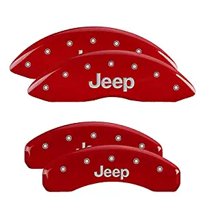 MGP Caliper Covers 42020SJEPRD Set of 4 Caliper Covers Engraved Front and Rear: Jeep Red Powder Coat Finish Silver Characters. Disc Brake Caliper Cover Jeep Caliper Covers 42020SJEPRD: Red Jeep/Jeep