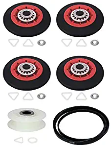 4392067 Dryer Repair Kit (279640 Idler Pulley, 8536974 Drum Roller, 40111201 Belt) Replacement Part for Whirlpool, Kenmore, Maytag Dryers Replaces 4392067VP, PS373088, AH373088, AP3109602, EA373088