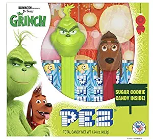 Pez The Grinch Gift Set (Grinch & Mini Max) with 6 Rolls Sugar Cookie Flavored Candy Refills