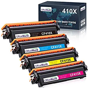 OfficeWorld Compatible HP 410X 410A Toner Cartridges Replacement for CF410X CF410A, Fits with Laserjet Pro MFP M477fdw M477fnw M477fdn M452dw M452nw M452dn M377dw, 4 Pack(Black, Cyan, Magenta, Yellow)