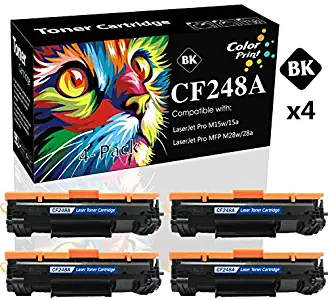 4-Pack ColorPrint Compatible HP 48A CF248A Toner Cartridge 248A Used for HP Laserjet Pro M15w M15a M16a M16w MFP M29w M29a M28w M28a Printer (Black)