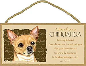 SJT ENTERPRISES, INC. Advice from a Chihuahua (Tan) 5" x 10" MDF Wood Plaque Sign Licensed from Your True Nature (SJT67524)