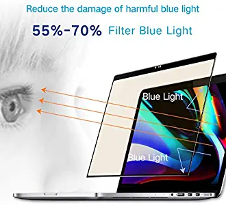 PERFECTSIGHT Screen Protector for MacBook New Pro 13 Inch with Touch bar/New Air 13, Anti Glare 55% Blue Light Filter Fingerprint Proof Bubble Free 2.5D Curved Edge Tempered Glass, 1 Pack