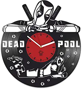 Kovides Deadpool Vinyl Clock, Wade Ryan Reynolds, Film Vinyl Record Clock, Best Gift for Him, Vinyl Wall Clock, Home Decor, Comics Marvel DC Movie, Silent Mechanism, Wall Art Decor