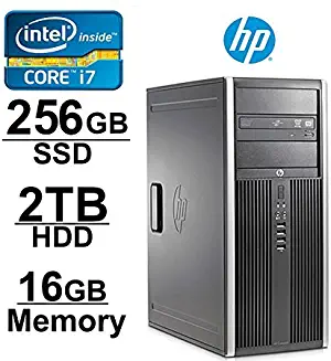 HP Elite 8200 Mini-Tower Workstation - Core i7 upto 3.8GHZNew 250GB SSD + 2TB HDD - 16GB RAM - WIFI - 1GB Video Card w/ HDMI - DVD-ROM - Windows 10 Pro 64-Bit - (Renewed)